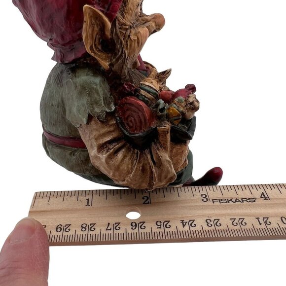 Whimsical Elf Santa Stocking Holder Christmas Decoration With Candy Cane & Gift - Picture 9 of 10